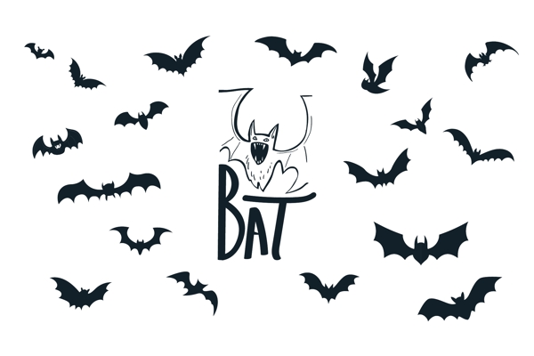 19款黑色蝙蝠设计矢量素材