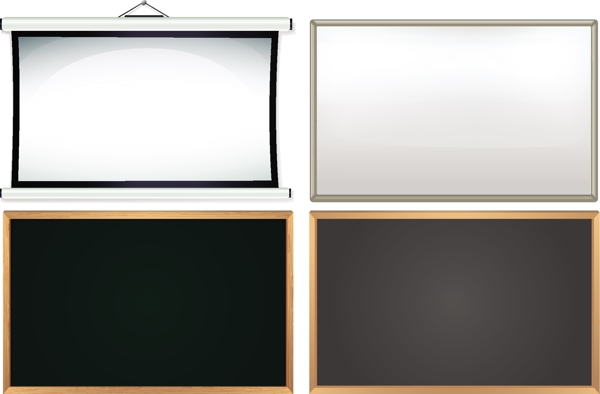 四个不同的黑板白板矢量素材