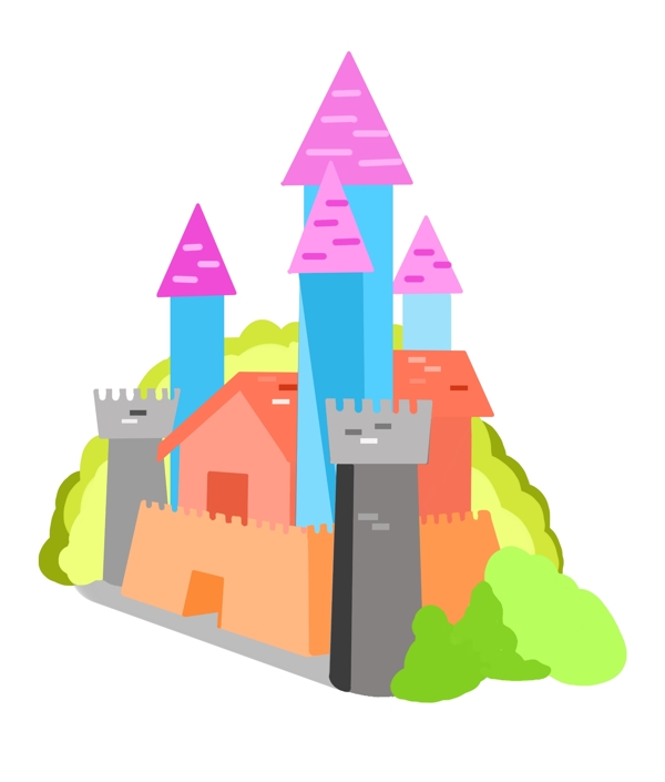 粉色的建筑城堡插画