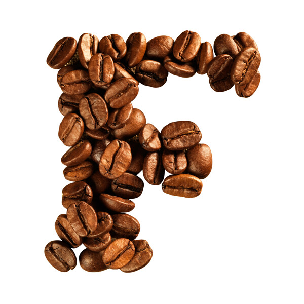 咖啡豆组成的字母F
