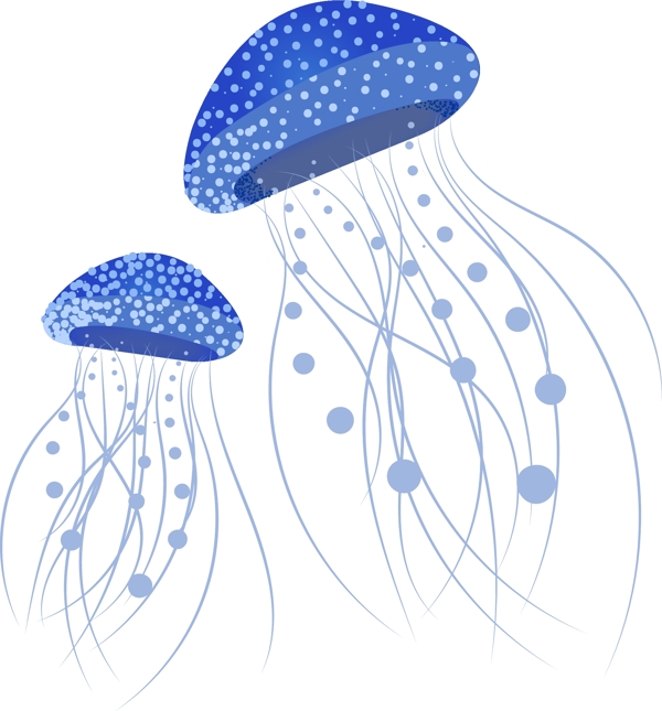 蓝色渐变漂浮水母可商用元素