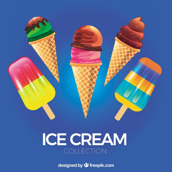 手绘彩色冰淇淋图标