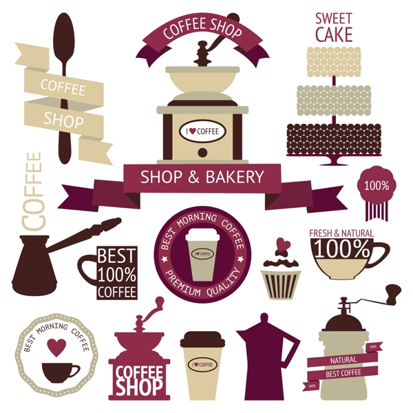 咖啡菜单标签矢量图