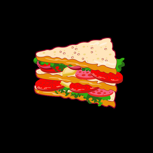 卡通可爱美食元素之三明治