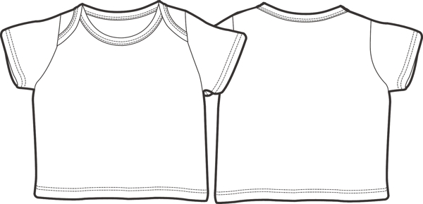 空白短袖婴儿服装设计线稿矢量素材