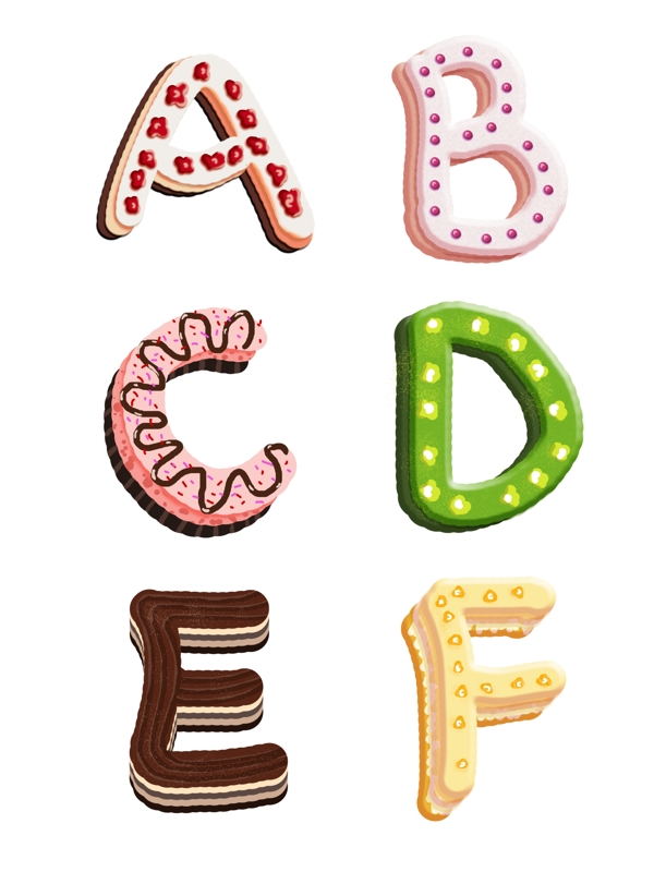 蛋糕糖果字母字体艺术字