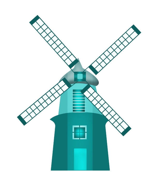 旋转的风车建筑插画