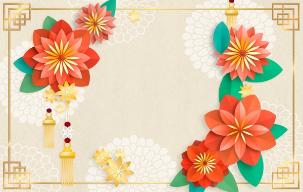 中国风春节花朵背景设计