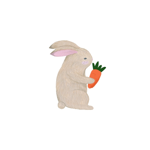 卡通可爱灰兔萝卜元素设计