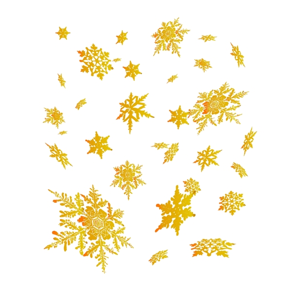 圣诞节卡通扁平漂浮金色雪花元素