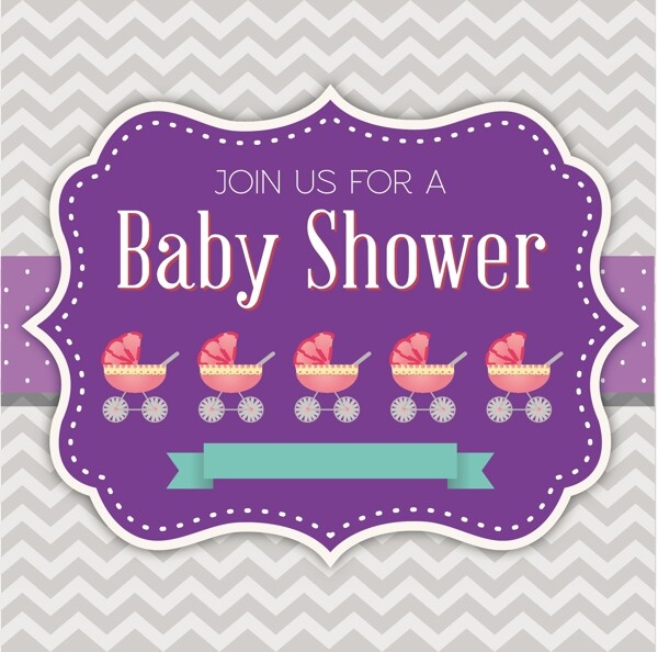 婴儿淋浴邀请卡片图标矢量