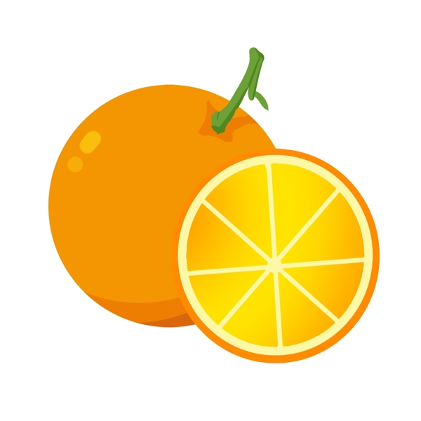 黄色橙子切面插画