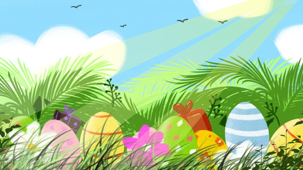 唯美手绘复活节节日彩蛋插画背景
