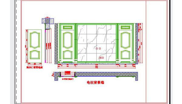 隐形门电视墙隐形门结构背景墙施工图