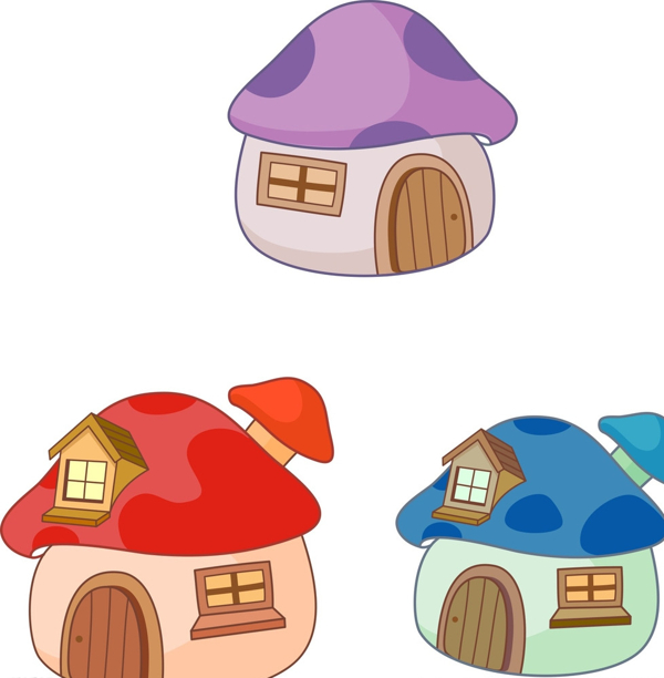 卡通蘑菇房子图片