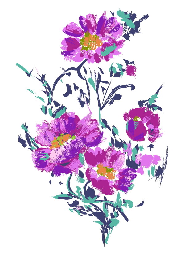 花草插图花纹图案0387