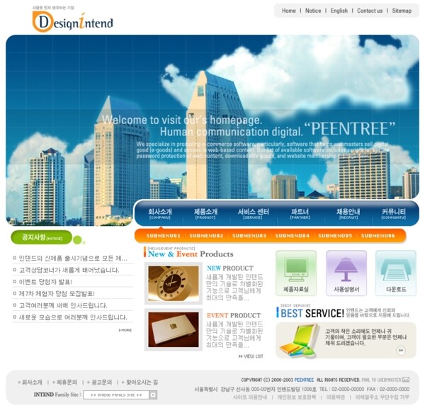 韩国房地产公司网站蓝色模板