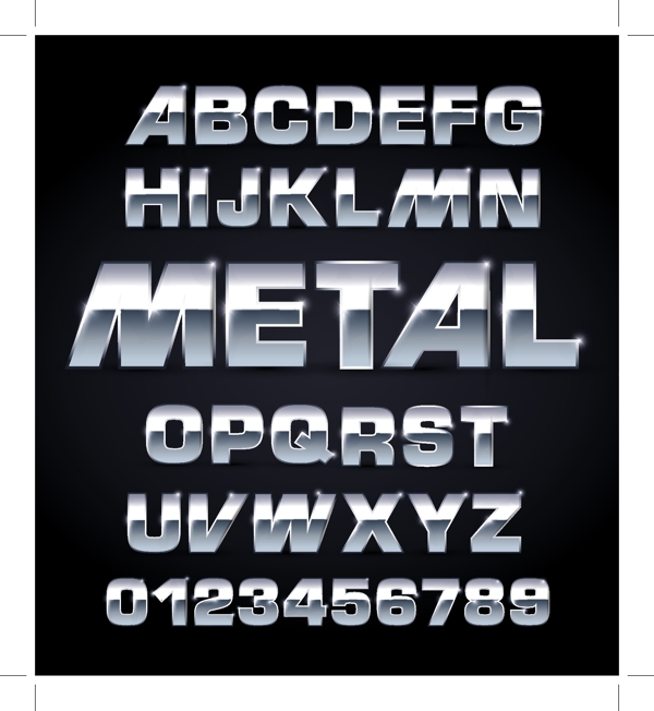 金属质感字型矢量素材1