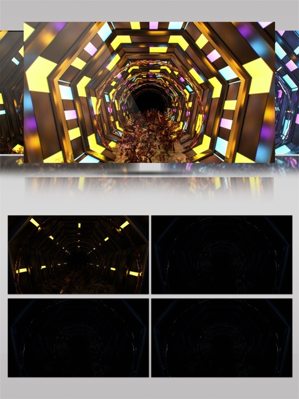 金色斑斓隧道动态视频素材
