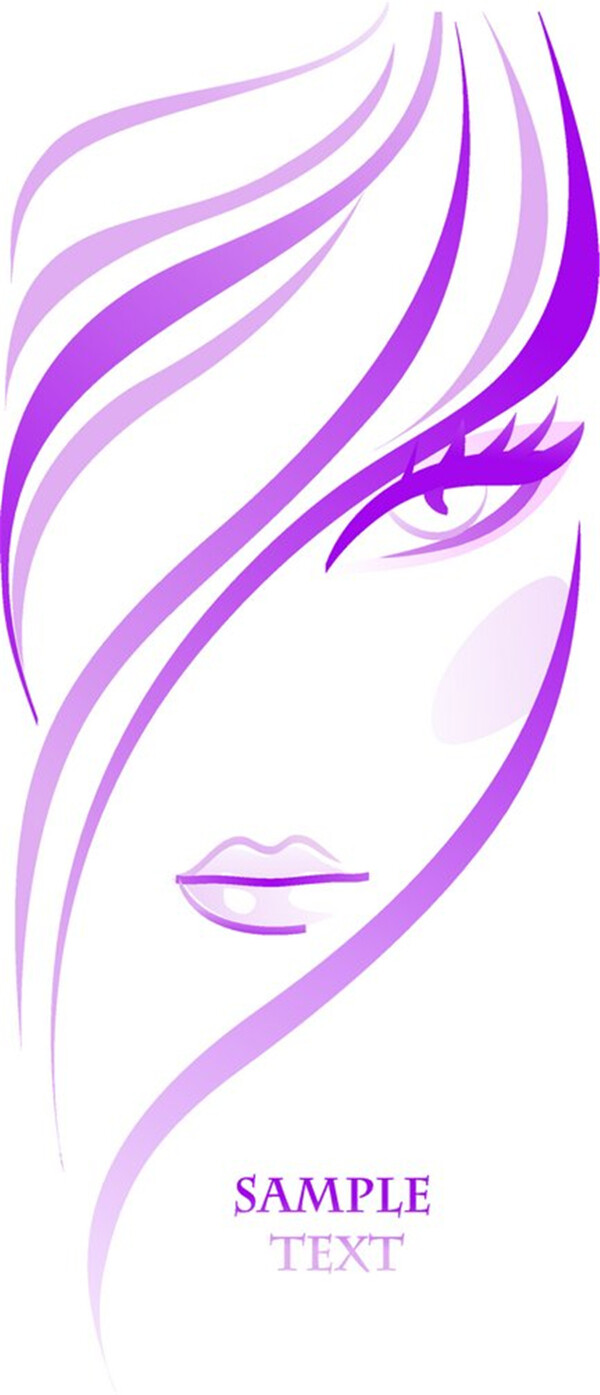 紫色线条美女头像图片
