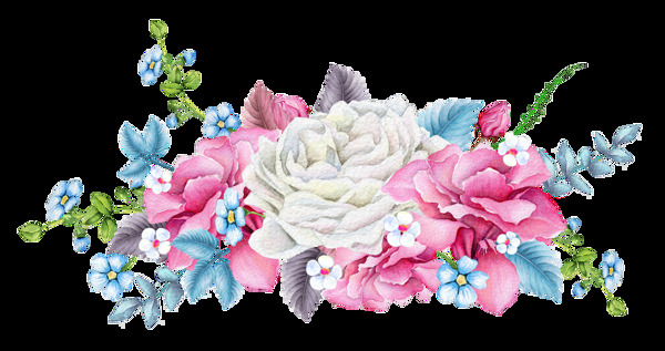 手绘彩色花卉卡通透明装饰合集