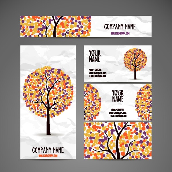 五颜六色的树设计民族文具套装