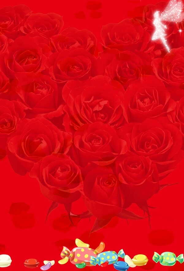 红色玫瑰唯美浪漫背景PSD素材
