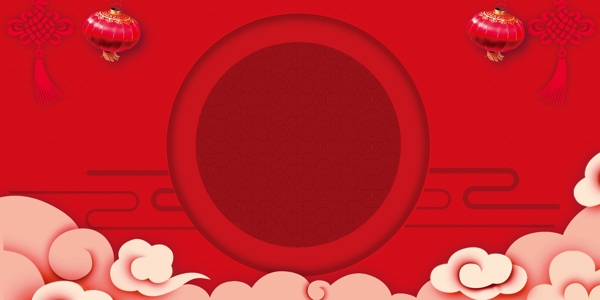 红色大气新年活动展板背景模板