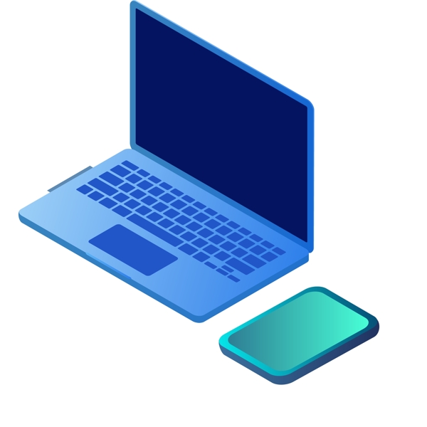 蓝色的电子电脑