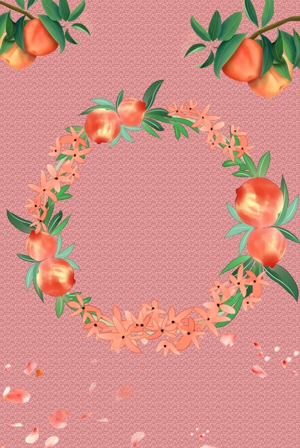 五月水果桃子背景