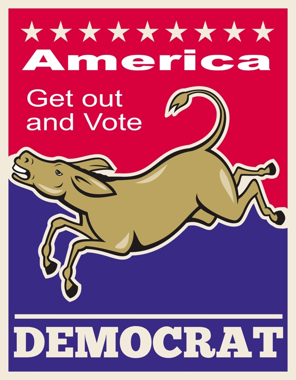 民主党驴吉祥物美国投票