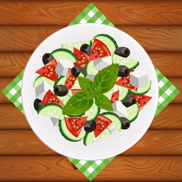 清爽的蔬菜水果沙拉插画