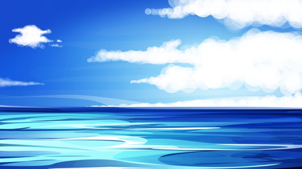 蓝色彩绘海洋背景