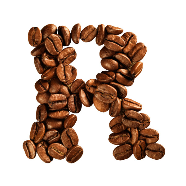 咖啡豆组成的字母R