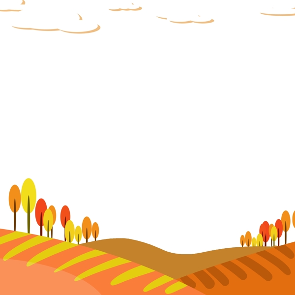 秋季树木边框插画