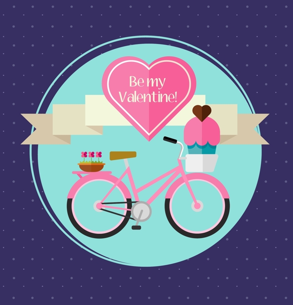 爱情自行车插画