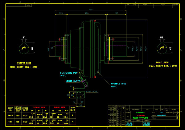 液力耦合器外形图cad机械工业图纸