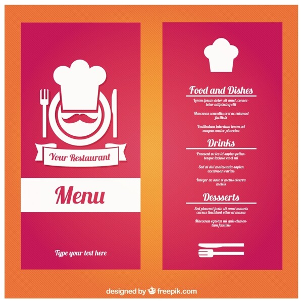 创意红色餐厅菜单正反面矢量素材