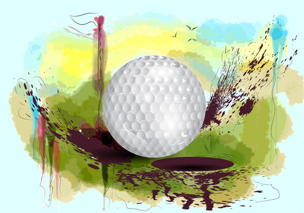 高尔夫与水彩背景图片