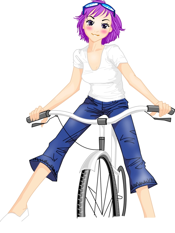 骑单车的时尚女郎图片