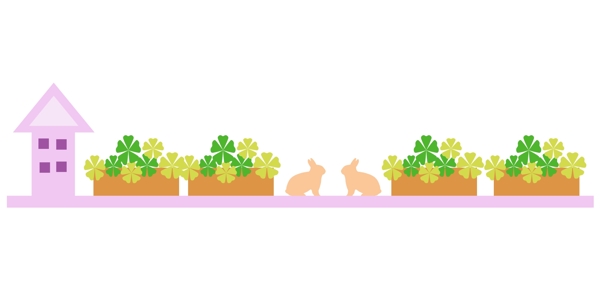 兔子植物分割线插画