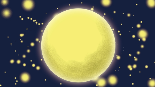 夜空中黄色月亮星空卡通背景