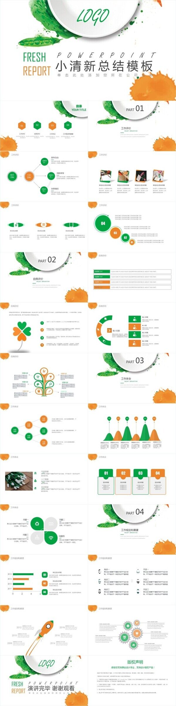 小清新简约工作述职报告总结计划PPT