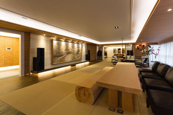 现代时尚大户型客厅浅色木制茶几室内装修图