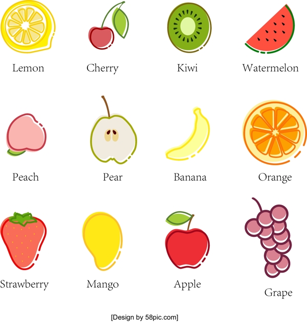 创意扁平化水果图标