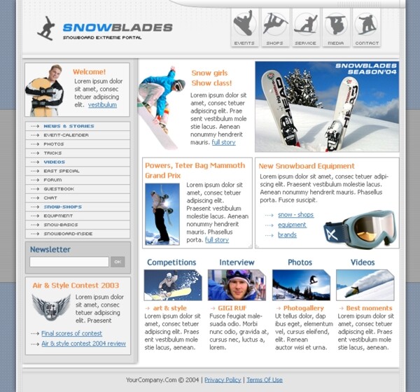 滑雪爱好者网页模板