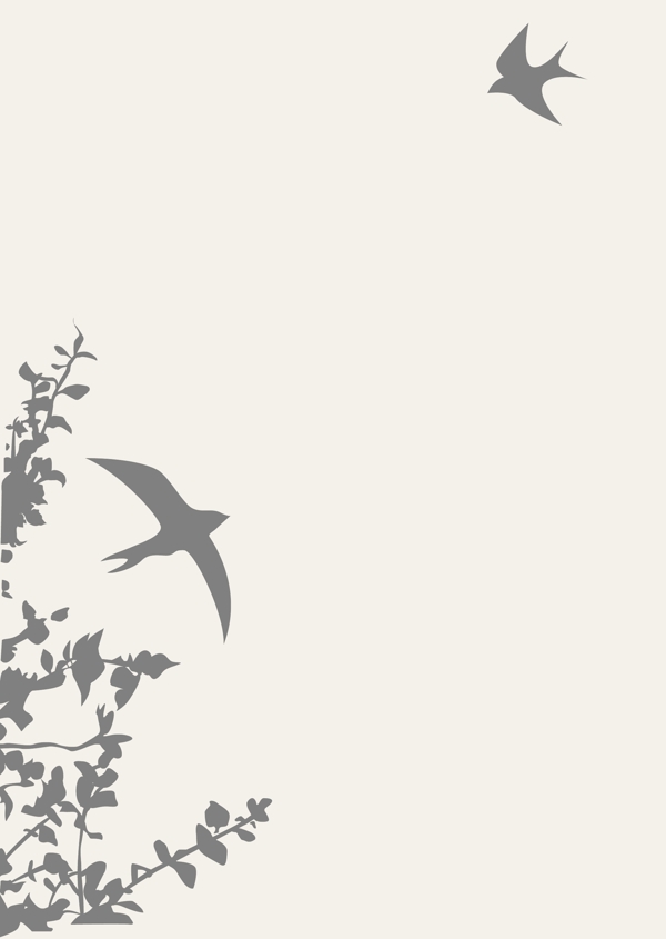燕子植物剪影矢量图片