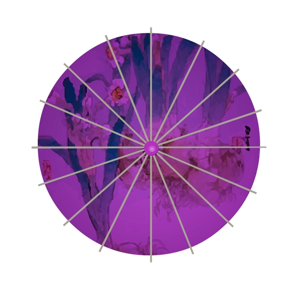 可商用中国风紫色花伞