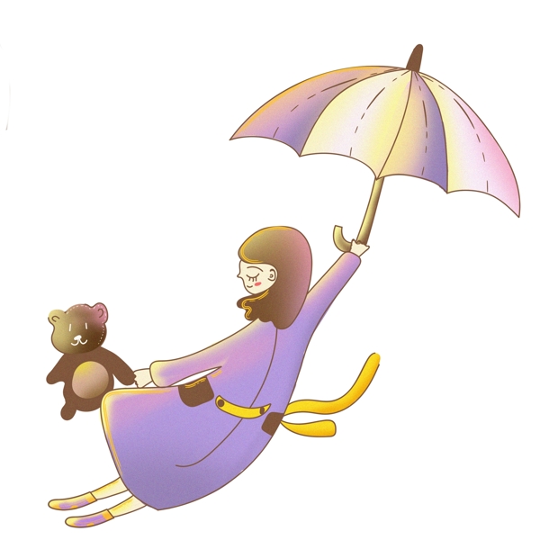 彩绘打着伞的女孩