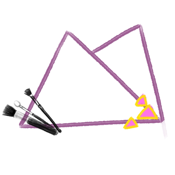 紫红色三角边框插画